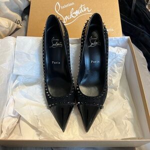 Christian Louboutin Black Patent Studded Heels